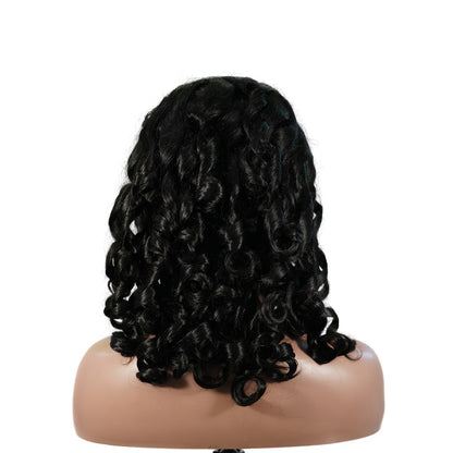 Benetress Natural Black Remy Hair 5x5 Lace Closure Bouncy Curls Human Hair Wig