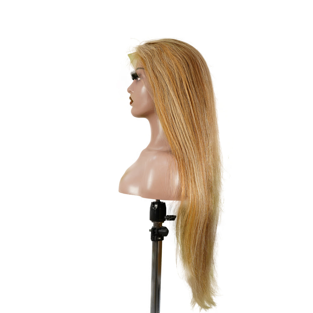 Benetress 13x4 Straight Lace Front Wig 8&27 Honey Blonde Highlight 26 Inch Remy Hair