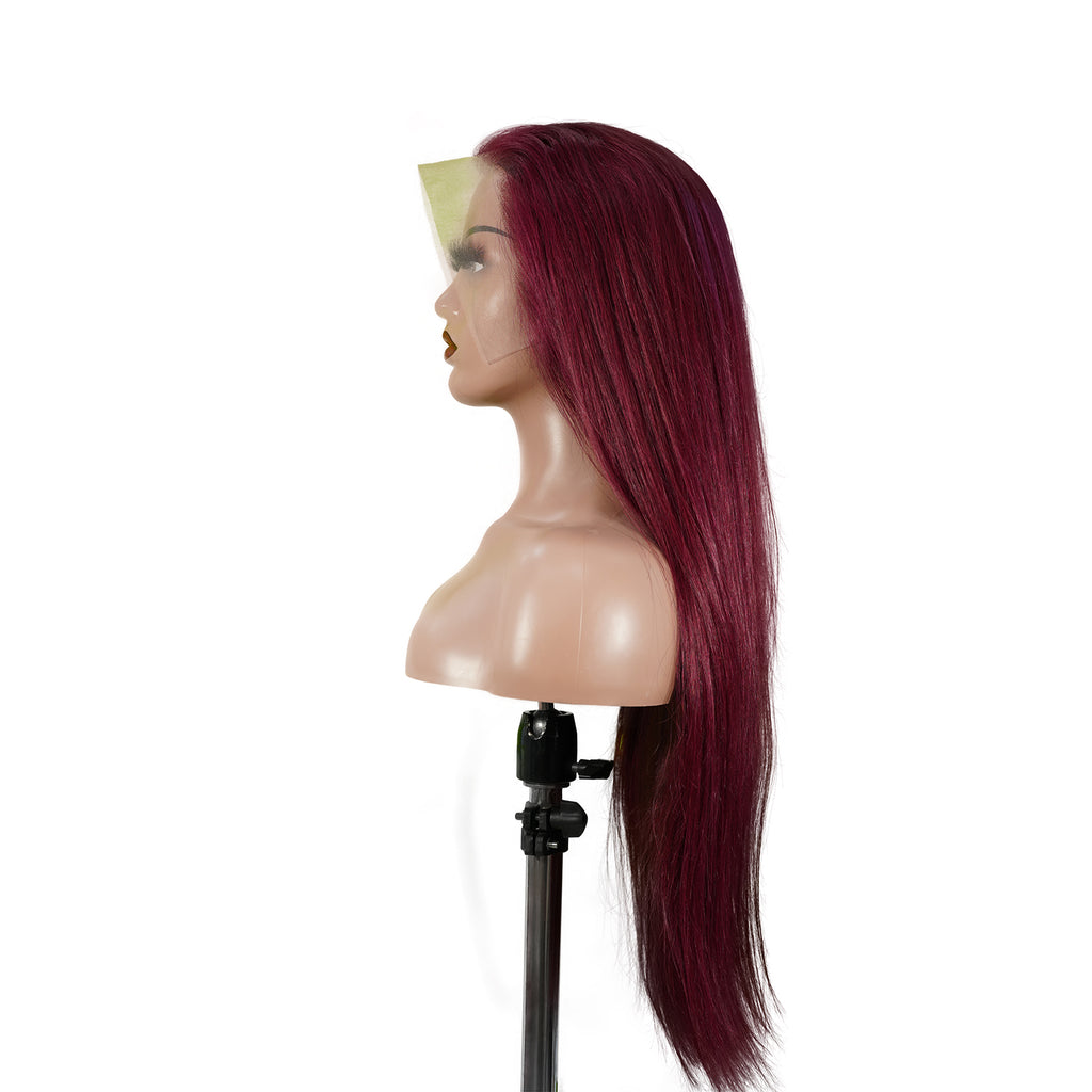 Benetress 13x4 Straight Lace Front Wig 99J Color 26 Inch Remy Hair