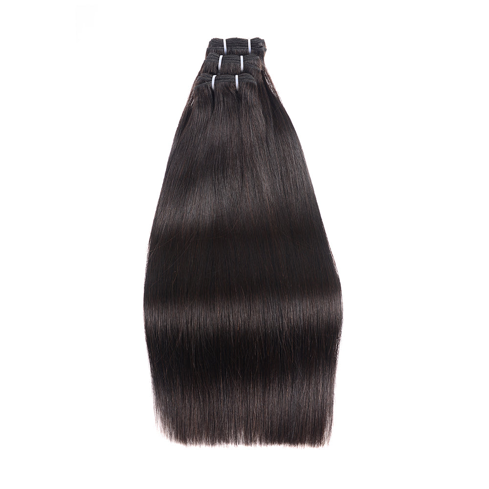 Benetress Natural Black Asian Double Drawn Straight Hair Bundles
