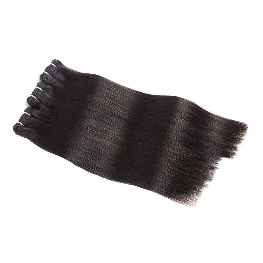 Benetress Natural Black Asian Double Drawn Straight Hair Bundles