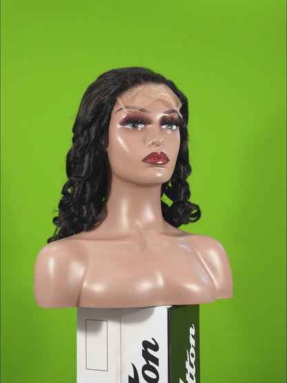 Benetress Natural Black Remy Hair 5x5 Lace Closure Bouncy Curls Human Hair Wig