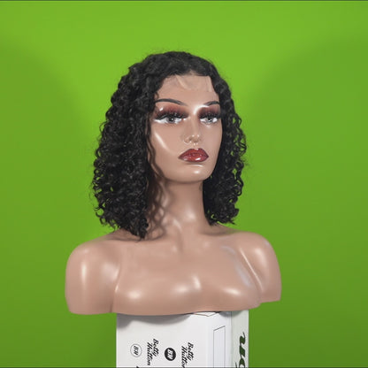 Benetress Natural Black Remy Hair 2x6 Lace Closure Deep Wave Bob Human Hair Wig