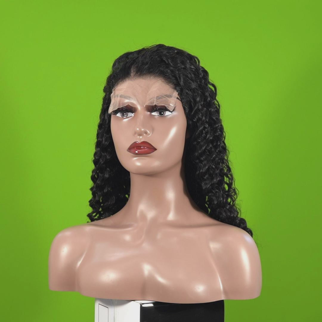 Benetress Natural Black Remy Hair 5x5 Lace Closure Deep Wave Human Hair Wig
