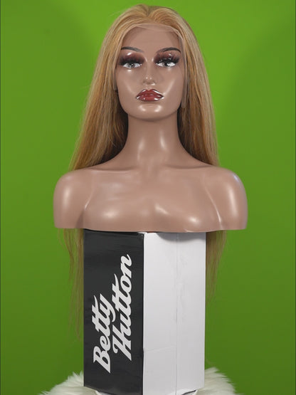Benetress 13x4 Straight Lace Front Wig 8&27 Honey Blonde Highlight 26 Inch Remy Hair