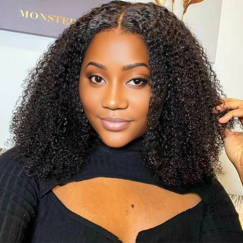Benetress Natural Black Remy Hair 5x5 Lace Closure Jerry Curly 12 Inch Bob Human Hair Wig