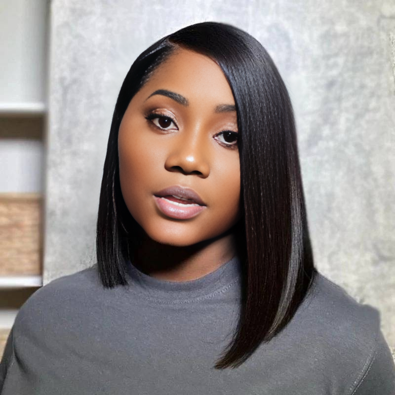 Benetress Natural Black Asian Raw Hair 5x5 HD Lace Closure Straight Bob Human Hair Wig