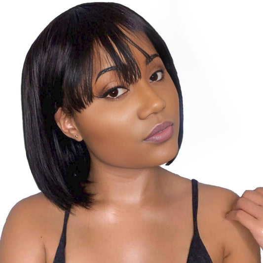 Benetress Machine-Made Black Wig Remy Hair H009