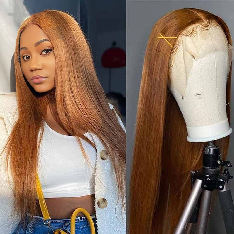13×4 Lace Front Wig – Straight – #30 Auburn Brown (26")