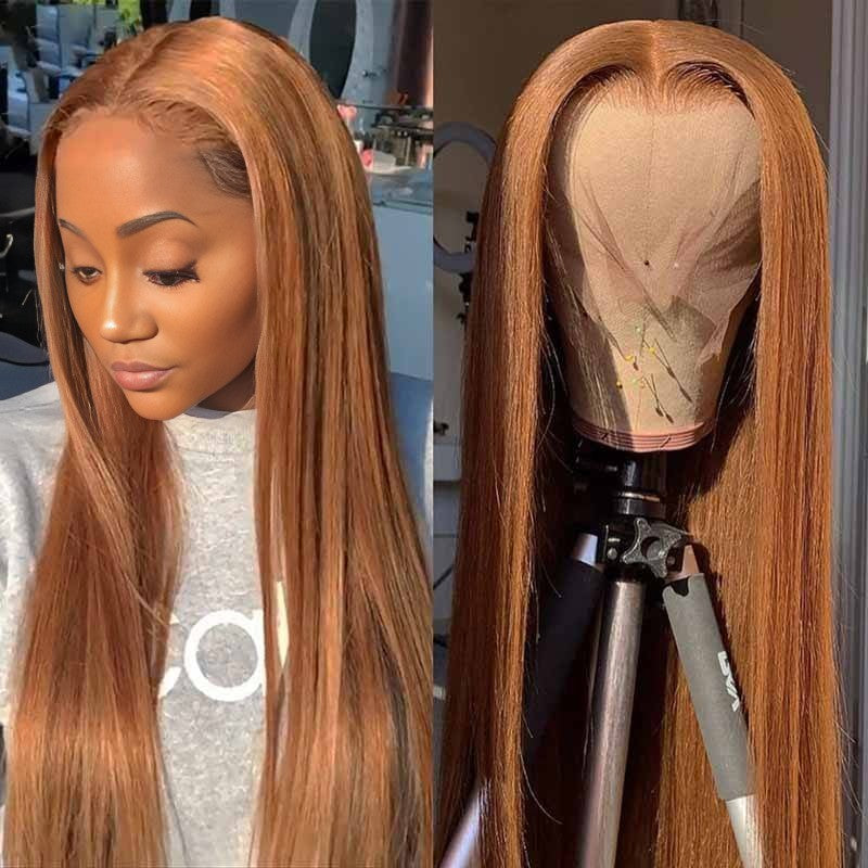 Benetress 13x4 Straight Lace Front Wig 8&27 Honey Blonde Highlight 26 Inch Remy Hair