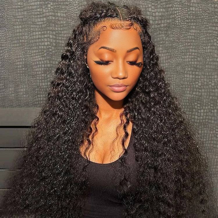 Benetress Natural Black Remy Hair 5x5 Lace Closure Jerry Curly Human Hair Wig