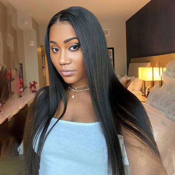 Benetress Natural Black Remy Hair 6x7 Lace Closure Straight Human Hair Wig