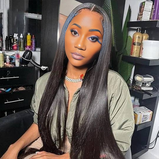 Benetress 13x4 Straight Lace Front Wig Natural Black Remy Hair