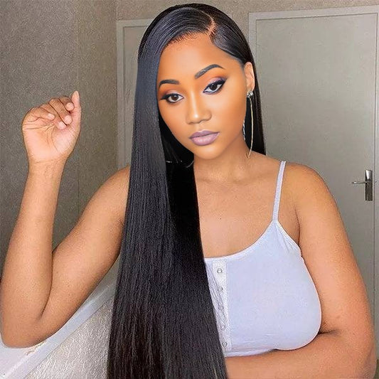 Benetress 13x6 Double Drams Straight Lace Front Wig Black Remy Hair