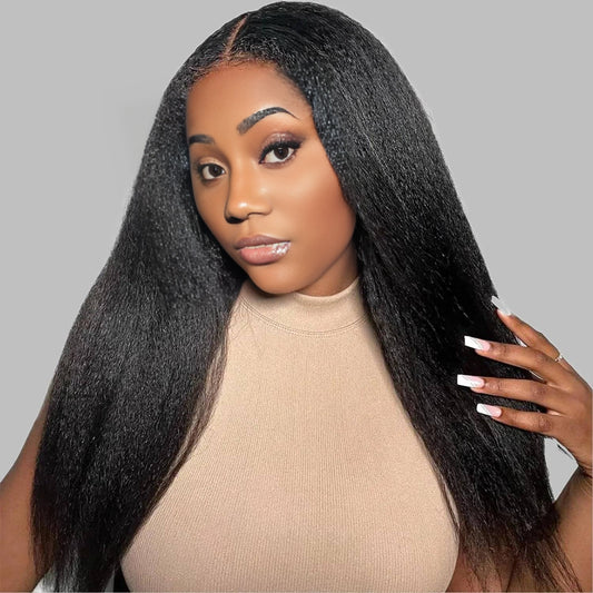 Benetress 13x4 Yaki Straight Lace Front Wig Black Remy Hair
