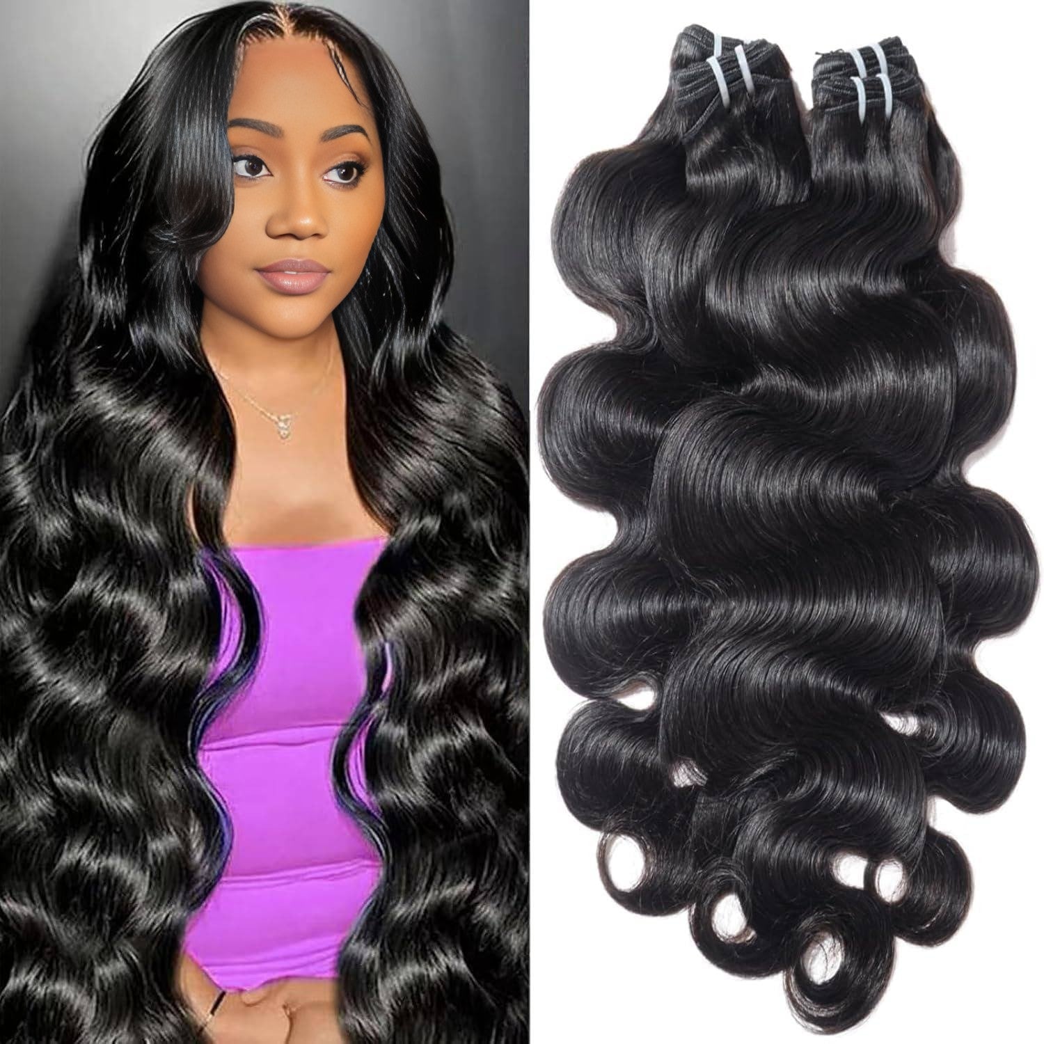 Benetress Remy Hair Black Body Wave Bundles Laotian Weaving