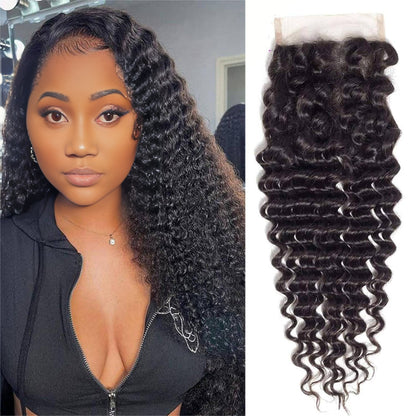 Benetress Remy Hair 4x4 Deep Wave Closure