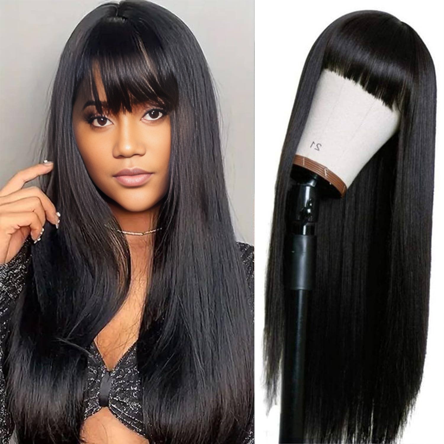 4×4 Closure Wig with Bangs – Straight