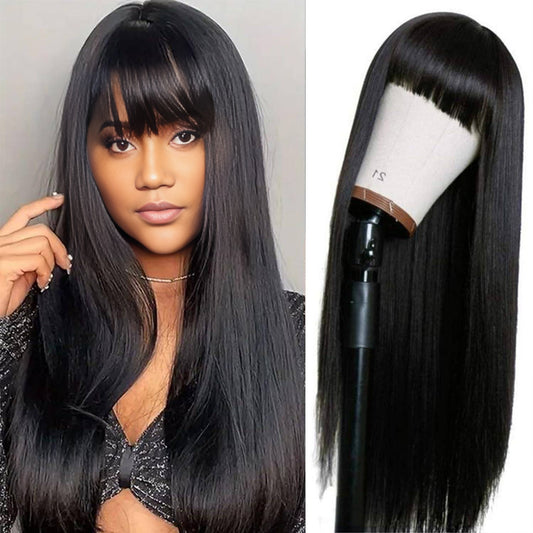 4×4 Closure Wig with Bangs – Straight